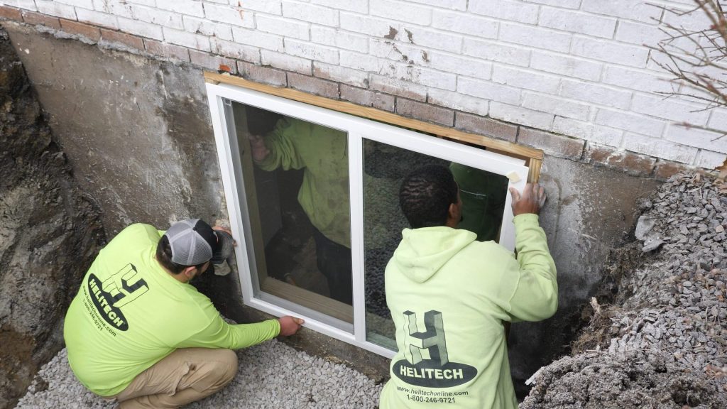 Completed egress window well installation